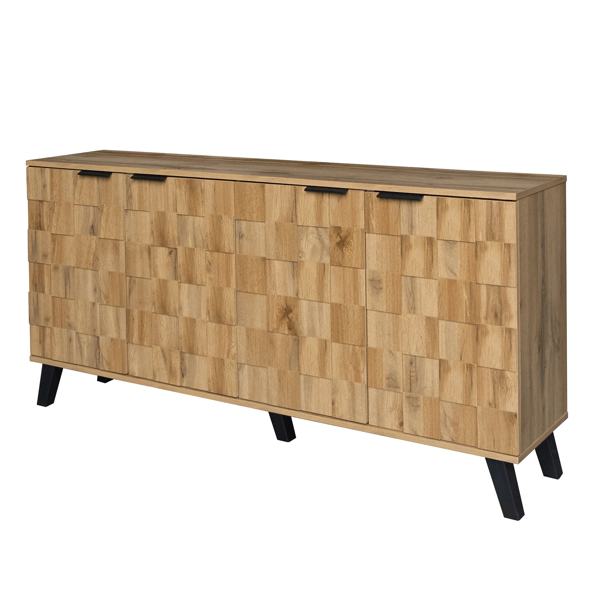 Rosahqnda Moderner TV-Schrank mit 2 Türen und 2 offenen Fächern, Hausmöbel-Sideboard-Schrank mit 4 Türen, Schuhschrank – Detail 35