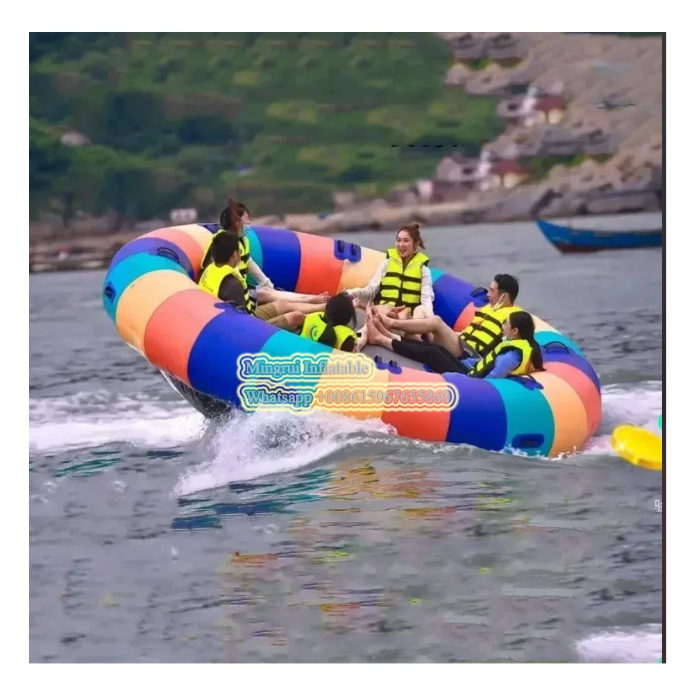 Inflatable Spinning UFO Towable Tube for Water Entertainment, Rotating Disco Boat