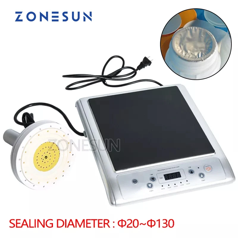 ZONESUN GLF-500L Microcomputer Handheld Electromagnetic Induction Aluminum Foil Heat Sealing Machine Continuous Induction Sealer 110v portable microcomputer electromagnetic induction sealing machine aluminum foil heat 500l suitable for 10mm 130mm caps size