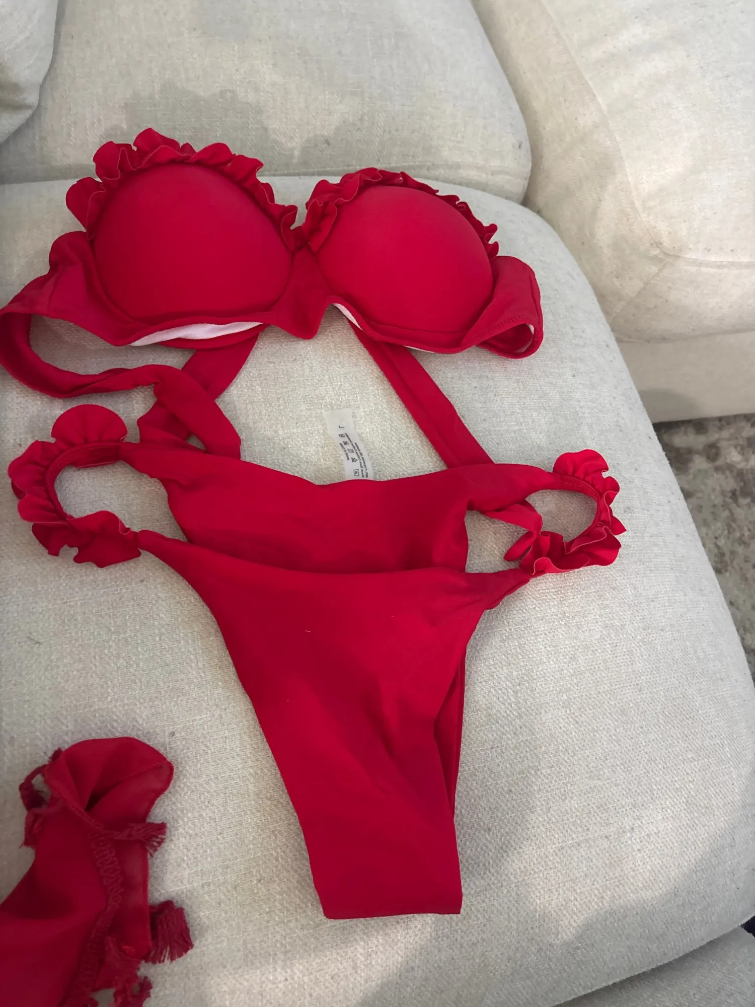 Sexy Ruffled Frilled Bra Cup Bikini 2025 Women Bandeau Swimsuit Female Swimwear Two Pieces Bikini Set Push Up Bathing Suit Swim photo review