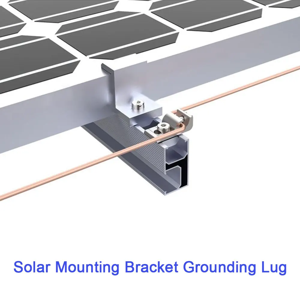 Solar Grounding Lug Solar Panel Bracket Grounding Clamps Photovoltaic System Mounting Clip For Roof Lightning Protection solar panel mounting set
