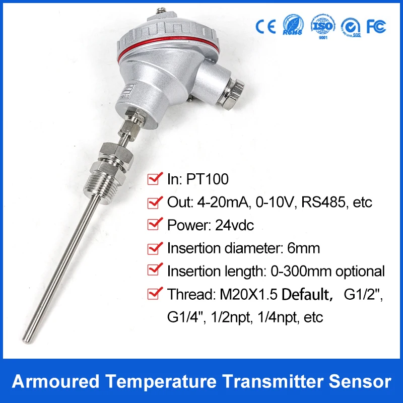 G1/4 Temperature Transmitter PT100 Temperature Sensor 0-5V Output - China  4-20mA Temperature Transducer, PT100 K Type Input Temperature Sensor