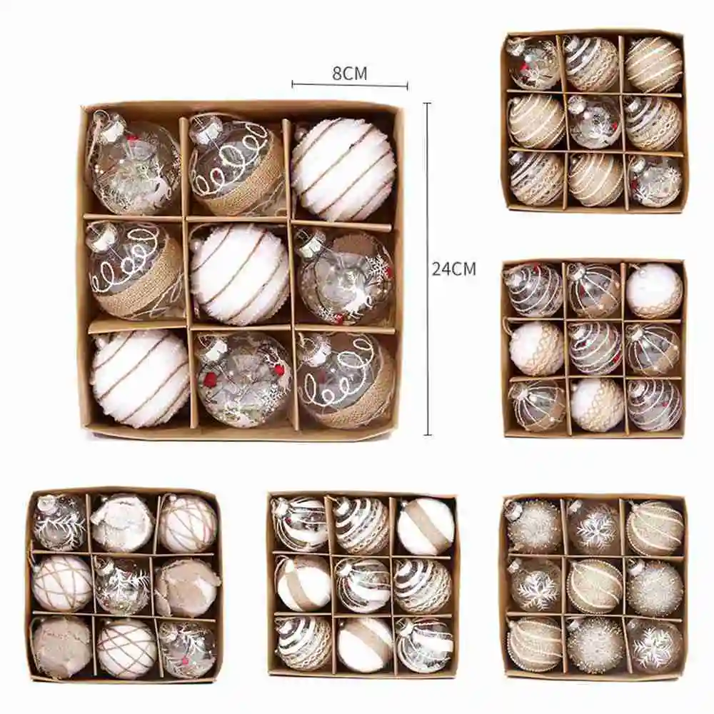 

9Pcs 8cm Christmas Balls Xmas Tree Hanging Pendants 2023 Merry Chistmas Decoration for Home Navidad Gift New Year Ornament Noel