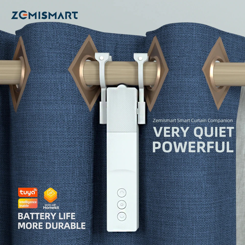Zemismart Tuya Zigbee Electric Curtain Robot Rechargeable Motor For