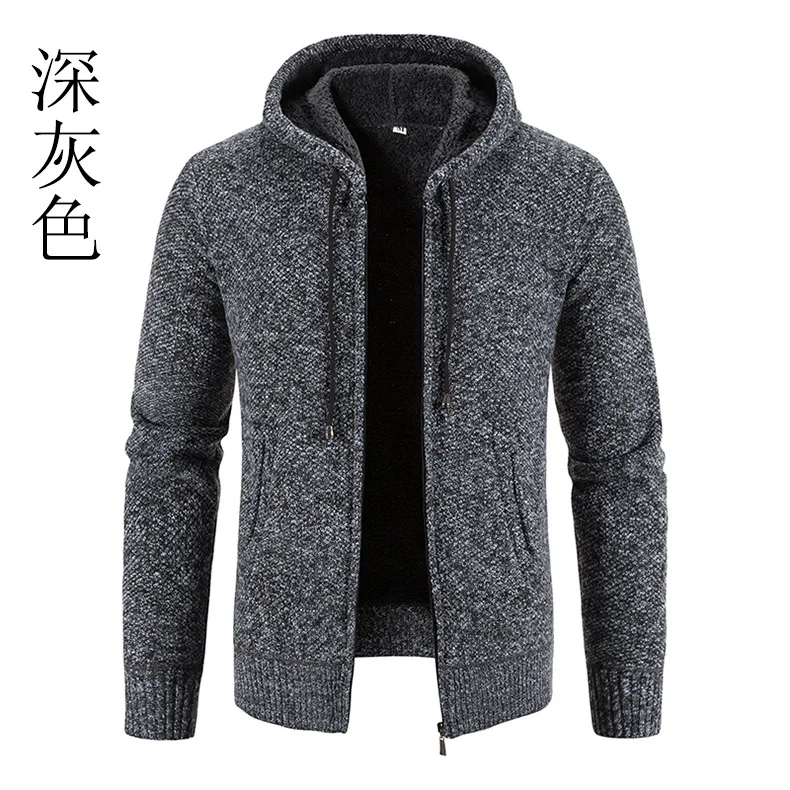2022 Retro Men's Sweater Hooded Urban Autumn Cardigans Man Jackets Casual Warm Knitted Jackets Fashion Casual Coats Stylish Slim