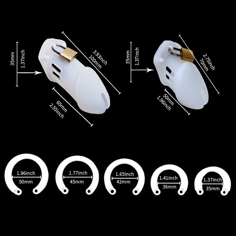 Penis Chastity Cage Silicone Male Cock Lock With 5 Penis Rings Sex Toys For Sissy Men Femboy Stretcher BDSM Gay Erotic Urethral Device