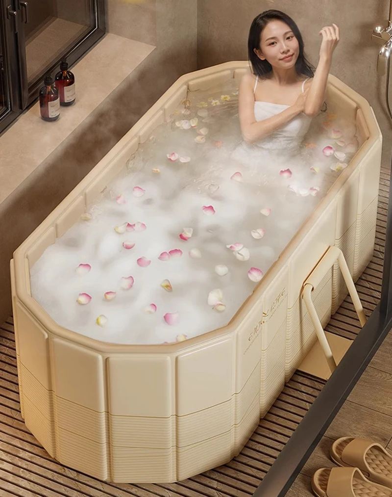 Foldable bath tub showing internal structure