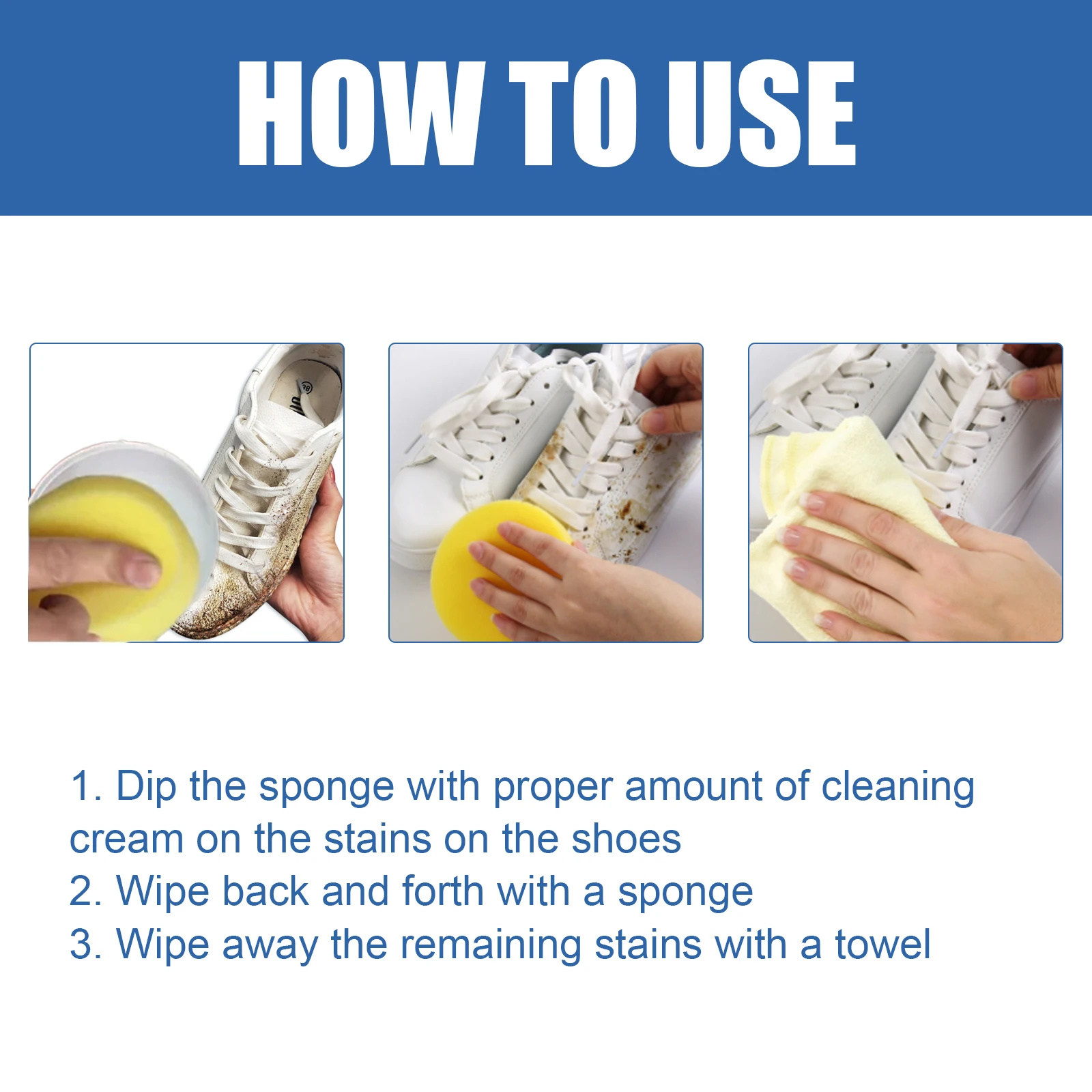 Jaysuing Multipurpose Cleaner Cream for Shoes Leather Sofa Stain Remove Decontamination Waterless Yellow Remover with Sponge