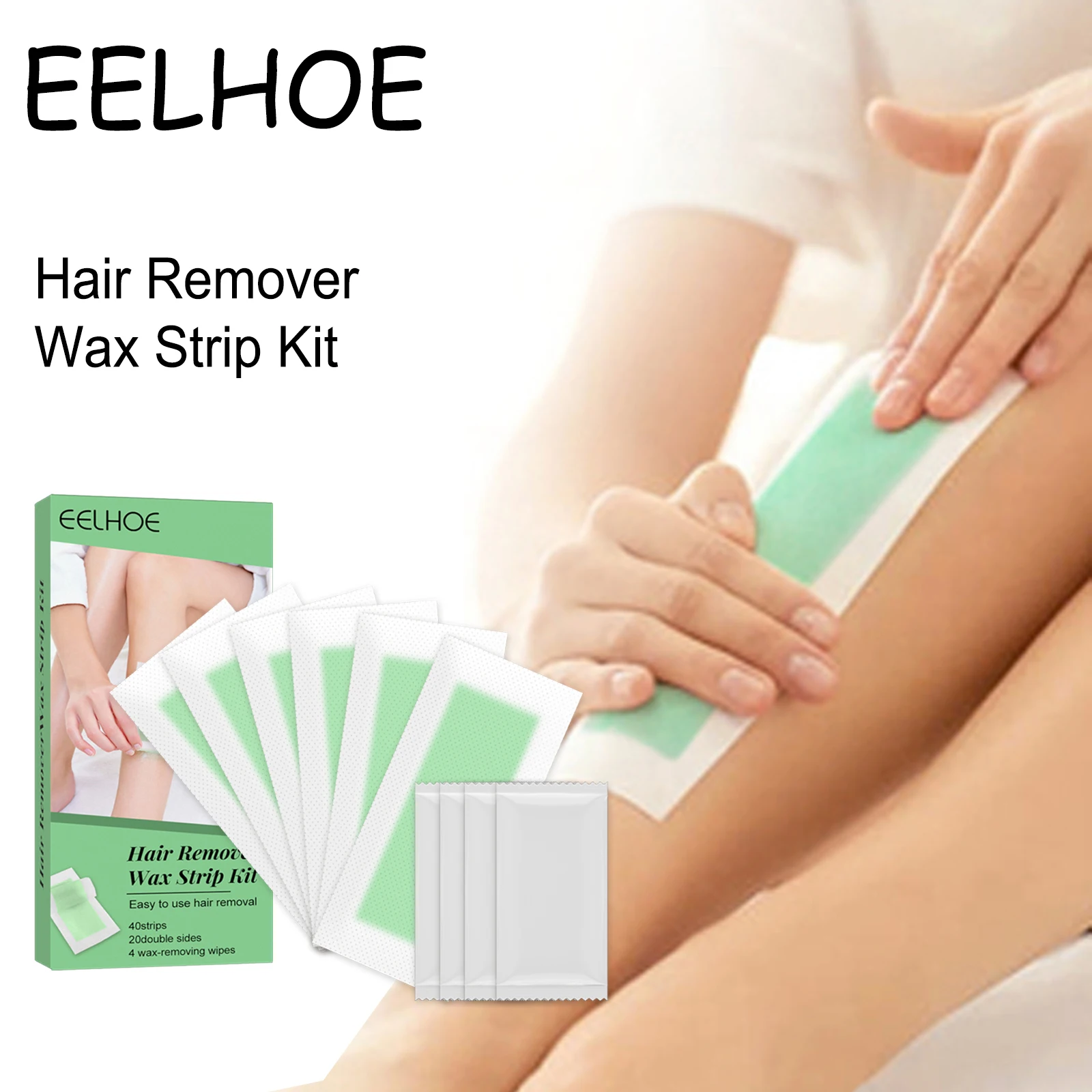 EELHOE Hair Removal Wax Strips Gentle Remove Hair Non-irritating Pore Shrink Improve Smoothness Quick Peel Off Hair Removal Wax