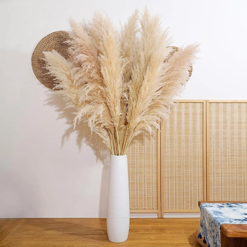 

80cm Pampas Grass Dried Flowers, Large Fluffy Natural Dried Pampas Home Boho Decor Country Wedding Pompas Floral Decoration