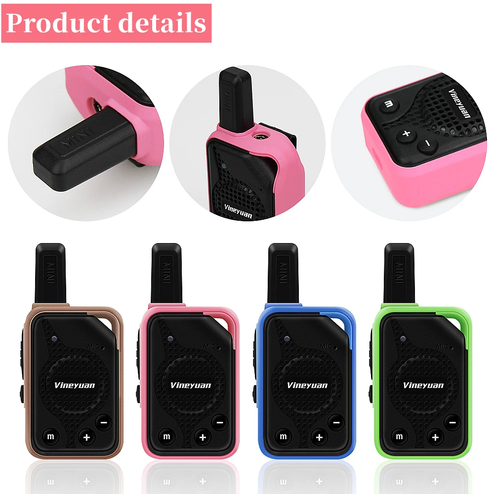 Nova Vineyuan Super Mini Walkie Talkie Crianças Presentes Brinquedos Rádio em Dois Sentidos 16 Canais cb Comunicador Scanner com Fone de Ouvido Peças - Image 4