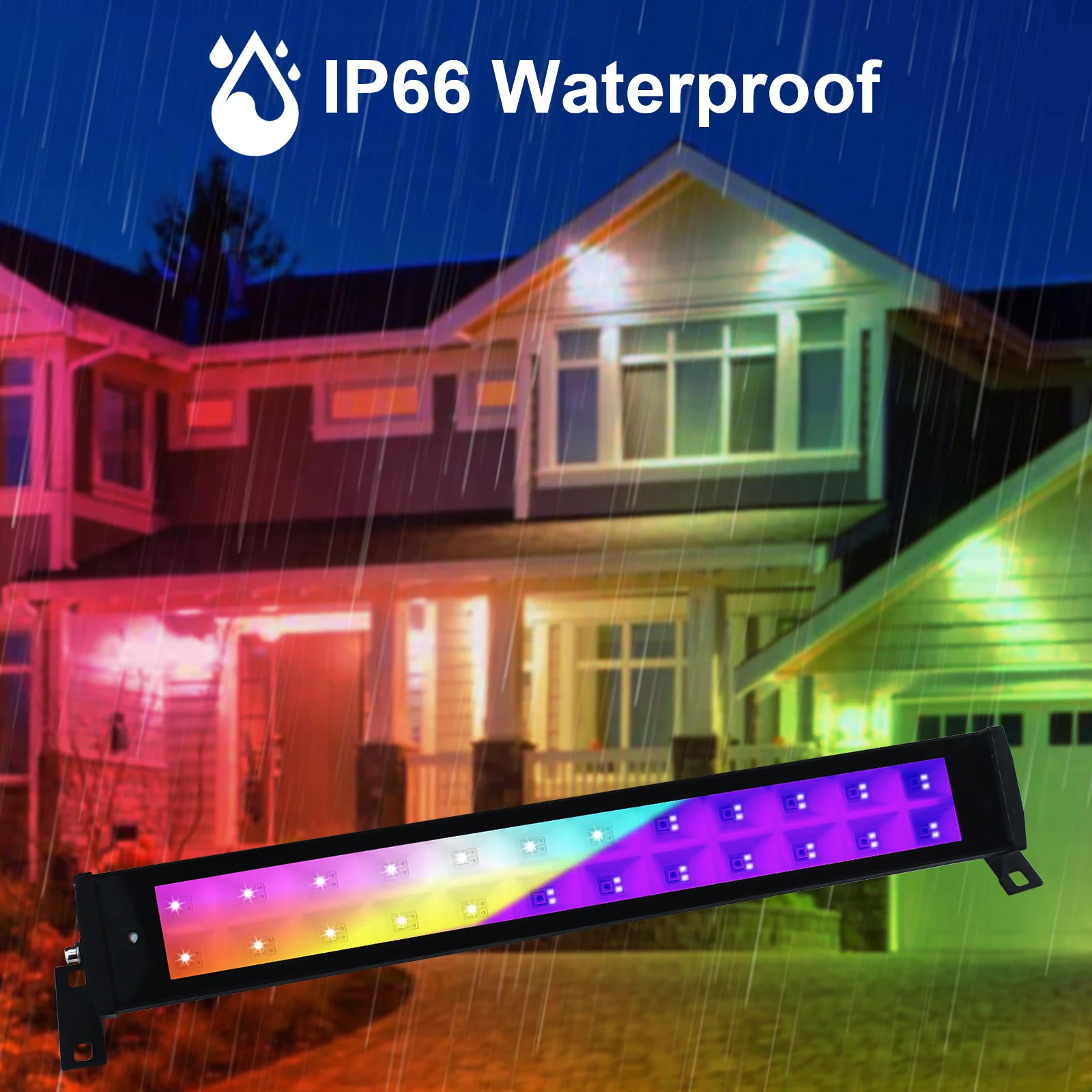 UV+RGB Lights 50W,Color Changing Lights,Black Light for Glow Party,RGB Flood Light,with Switch and Remote,for Garden Lighting