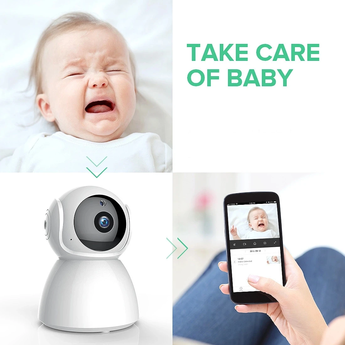 WiFi 1080P HD Baby Monitor con videocamera Video Baby Sleeping Baby Cam Audio bidirezionale visione notturna sicurezza domestica Babyphone Camera