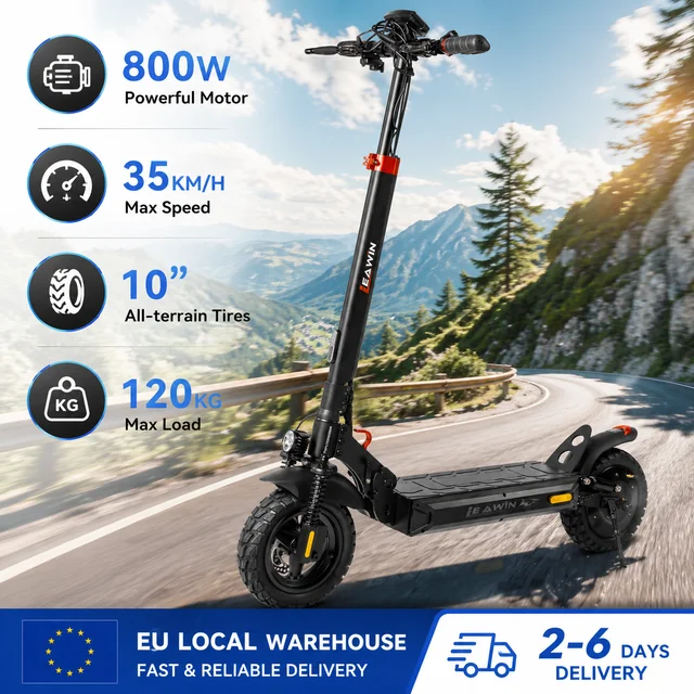 Trottinette Électrique 800W Pliable 10 Pouces Tout-Terrain, 25-35km/h, Batterie 48V, Suspension Double, Écran LED, Charge 120kg 1