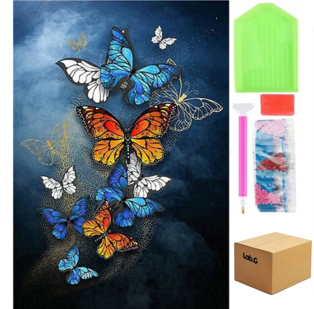 Cuadros Diamante Pintura 5d Color Mariposa Lab.G