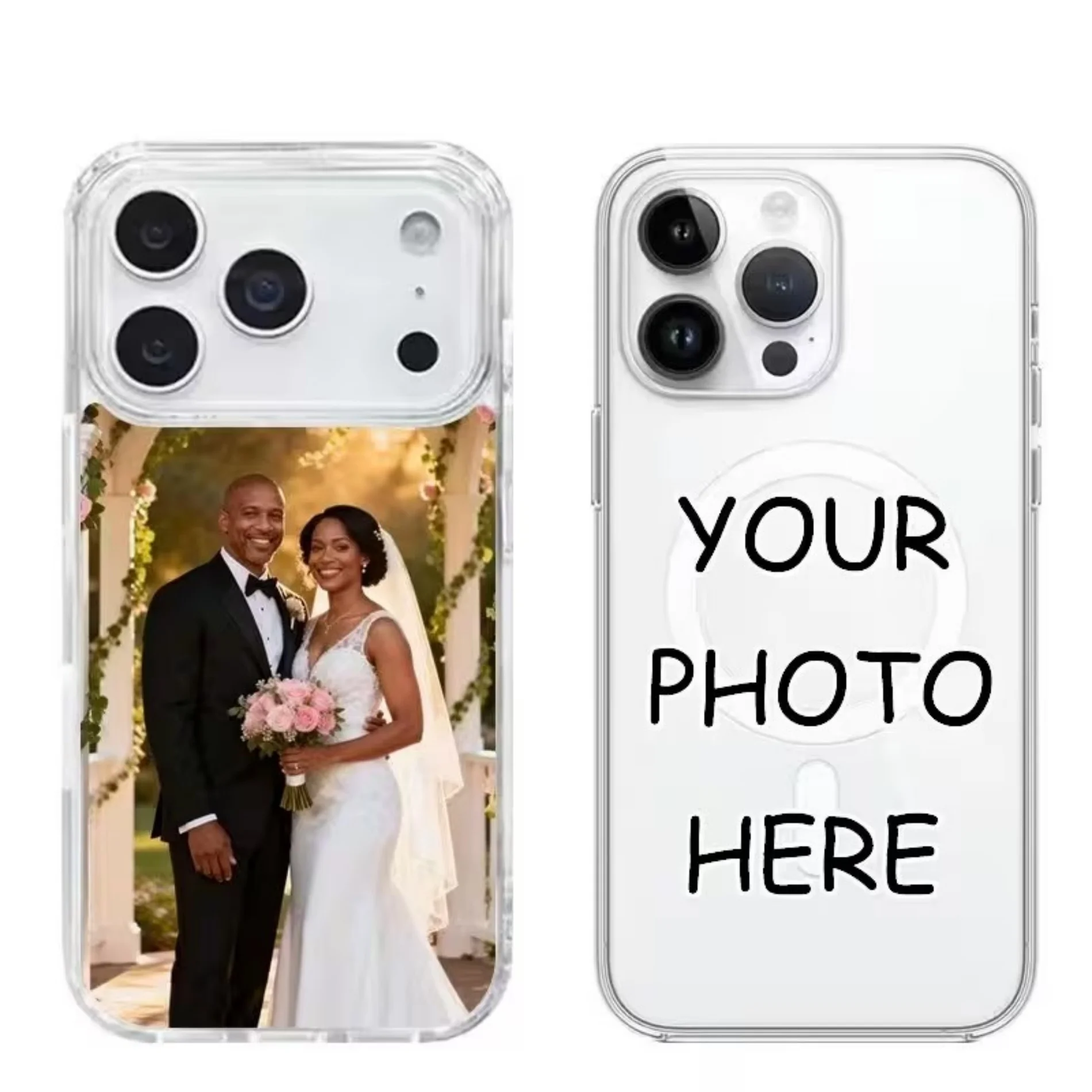 Personalized Clear Magnetic Phone Case with Custom Wedding Photo Display