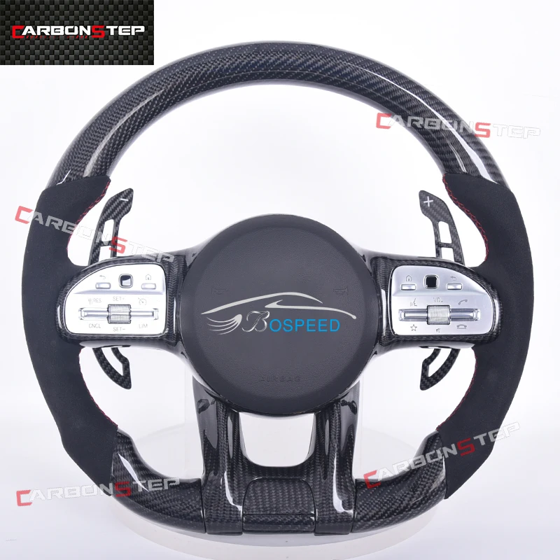 

Обновленный кожаный светодиодный руль из углеродного волокна для Mercedes Benz W205 AMG W212 W213 CLA C300 W245 W164 W246 GLB A45 E Class