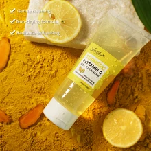  Sleebty Turmeric Vitamin C Gel Cleanser Foaming  Facial Cleanser Brightening Turmeric Cleansing Gel Deep Cleaning  Face Wash 
