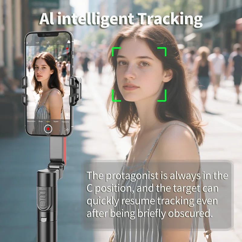 QAML C10 Selfie Stick Tripod & Gimbal With 360° Face Tracking. Includes Remote, Perfect For Live Streaming And All_voghion.com
