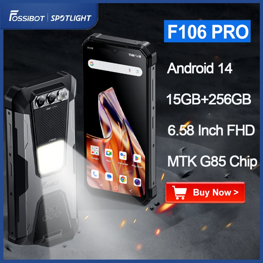 スマートフォン,FOSSIBOT-F106 Pro,15GB,256GB, 12000mAh,頑丈,Android 