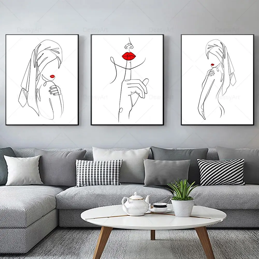 Абстрактный плакат с сексуальной обнаженной женщиной эскизная линия рисование