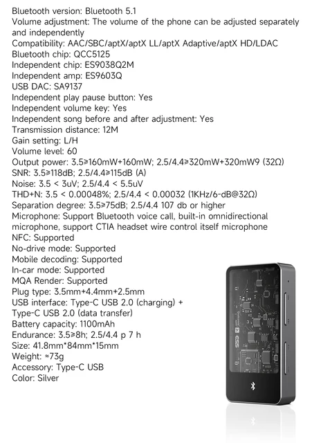 MUSEHiFi M4 Portable Bluetooth USB DAC/AMP Flagship ES9038Q2M Chip 