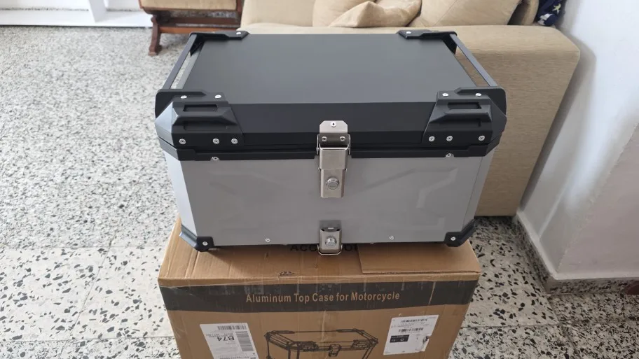 OWJHE Universal aluminum rear box for motorcycle, rear luggage case for motorcycle trunk, water resistant, toolbox, 55L,65L photo review