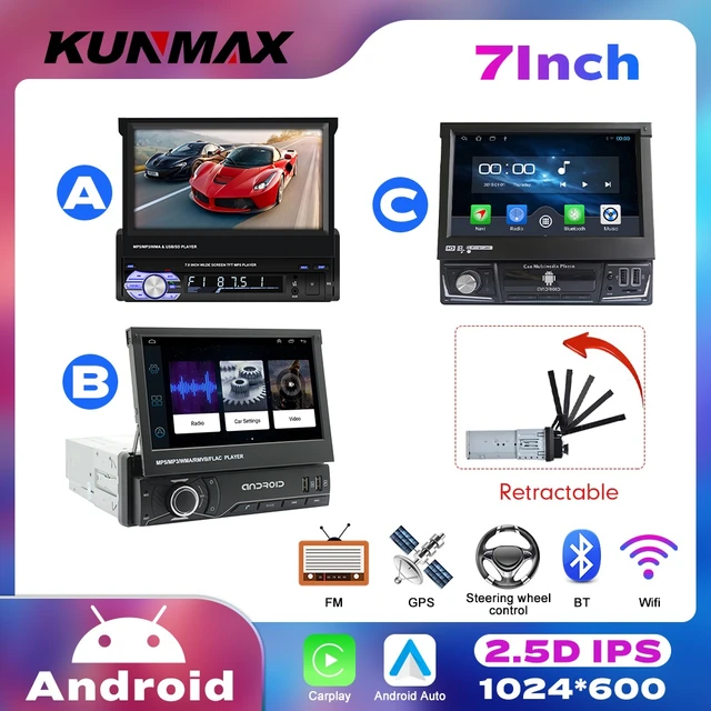 GPS Android 7 Pouces, Écran IPS, Bluetooth, CarPlay, Commande Volant,  Navigation