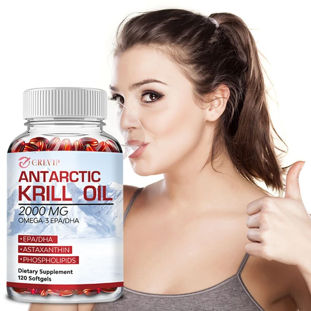 Antarctic Krill Oil - Supports Brain,Cardiovascular,Joint,Eye & Skin Health - Omega-3 EPA, DHA, Astaxanthin - 120 Capsules
