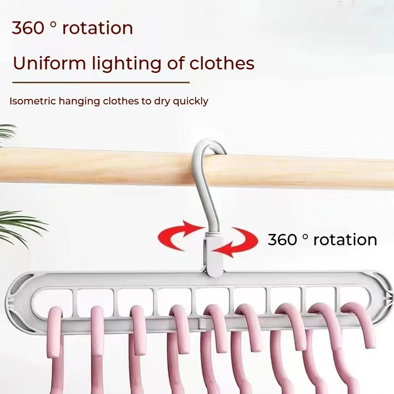 9-hole hanger 360&deg; rotating folding hanger space-saving storage rack clothes and pants storage durable home dormitory