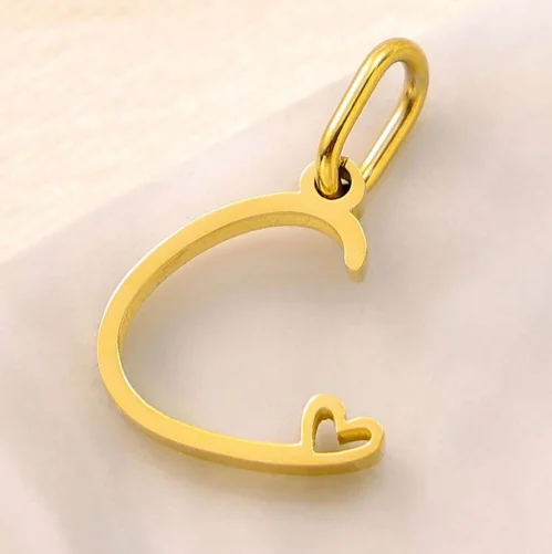 Personalized Initial Heart Necklace - Stainless Steel Jewelry Charm