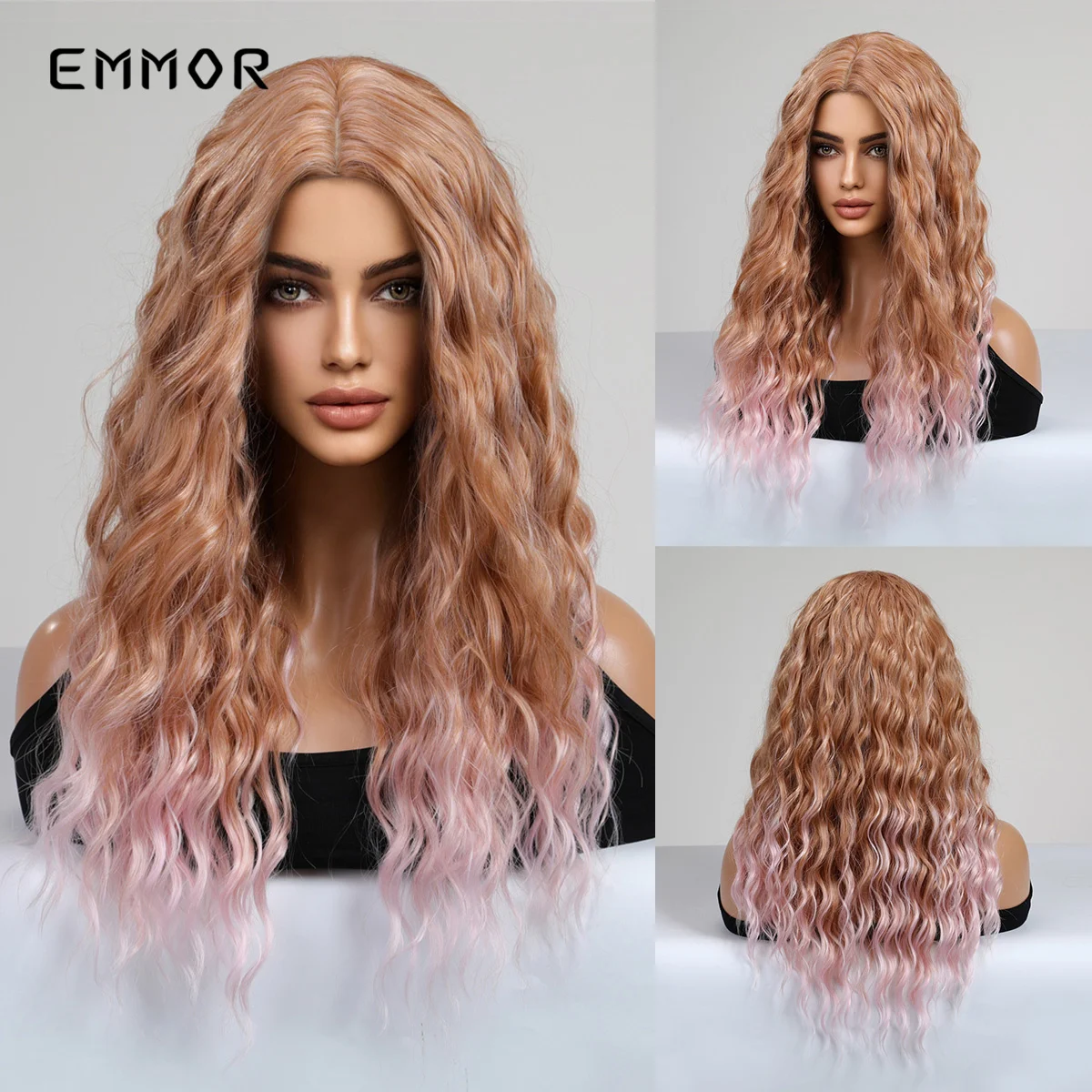 

Synthetic Womens Wig Long Wavy Hair Ash Blonde Wig Female Natural Curly Dark Root Regular Wig 80s Ombre Pink Wig for Woman Girl