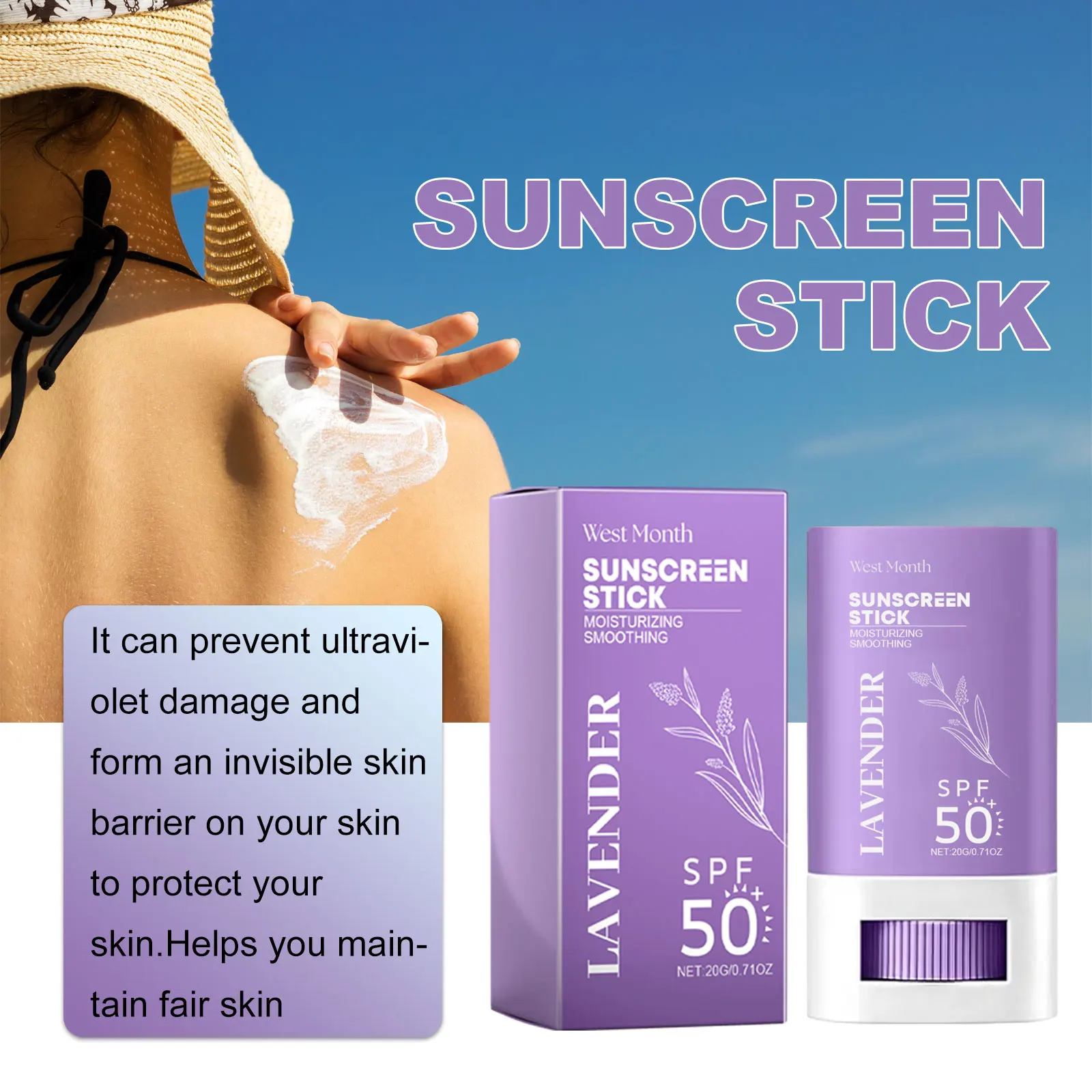 Sun Stick Spf 50 UV Protection Oil-Control Firming Skin Hydrating Anti Oxidant Lightweight Isolation Cream Sunscreen Cream Stick