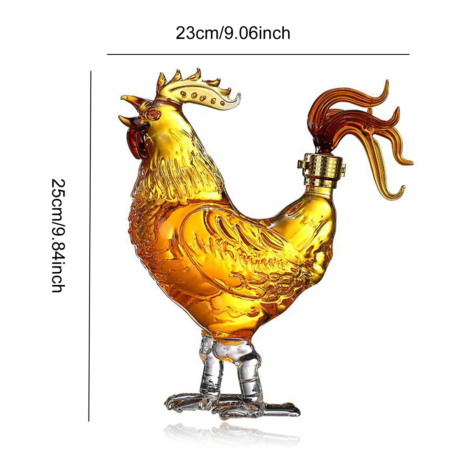 750ml Liquor Decanters Whiskey Carafes Rooster Shape with Stopper Glass Novelty Wine Bottle for Entertaining Drinkware Home Men - 6
