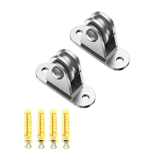 thumbnail image 2 of Stainless Steel Double Pulley Block, Wall Mounted Fixed Pulley Load Up To 176 Pounds Small Silent Wheel Pulley Roller System For Rigging Lifting 2 of 12