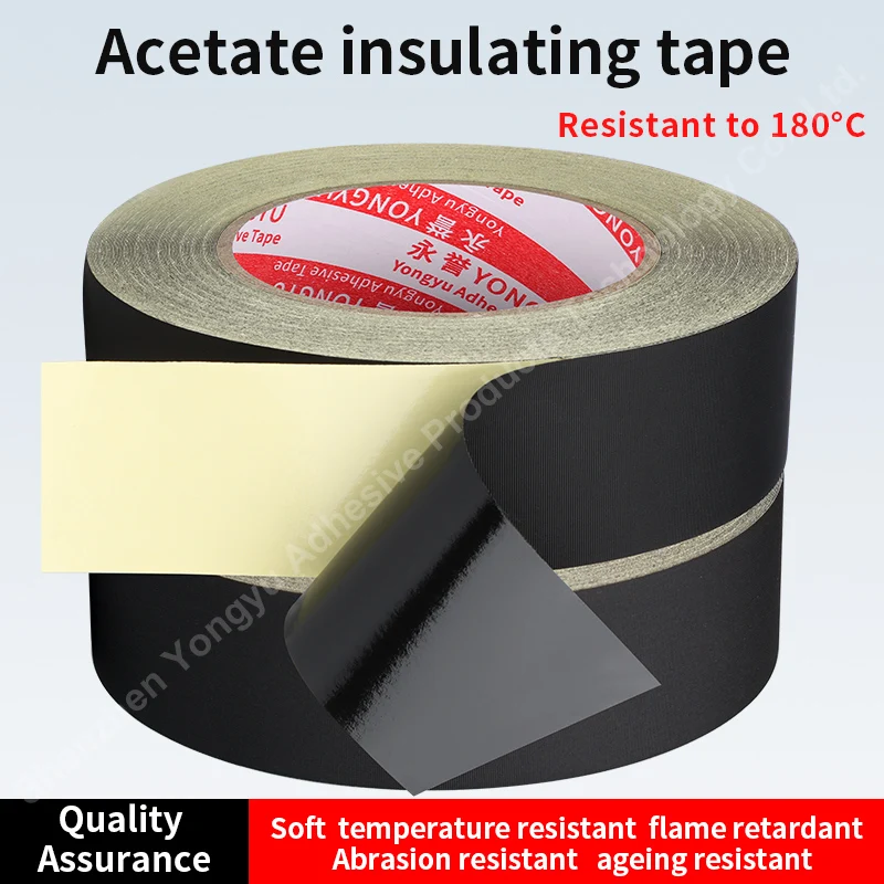 

Motor Car Wiring Harness White Acetate Cloth Tape Black Acetate Cloth Insulated High Temperature Resistant Self Adhesive Tape