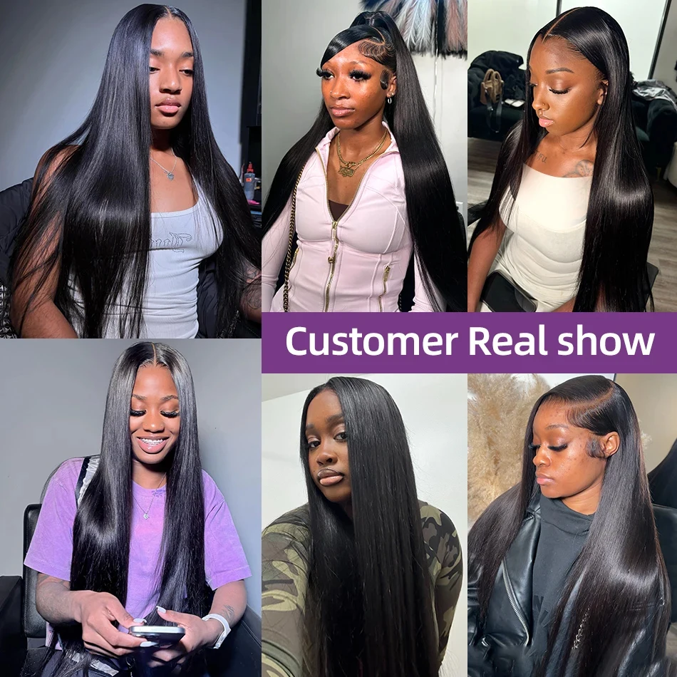 13x5 Bone Straight HD Lace Front Wig Pre Plucked 30 40 Inch 4x4 Lace Frontal Brazilian Human Hair Wigs For Women Natural Black 6