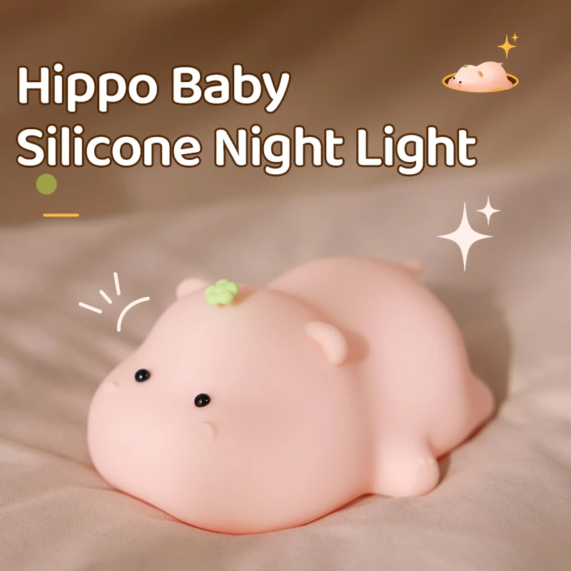 Lampada da notte color pesca in silicone cartone animato