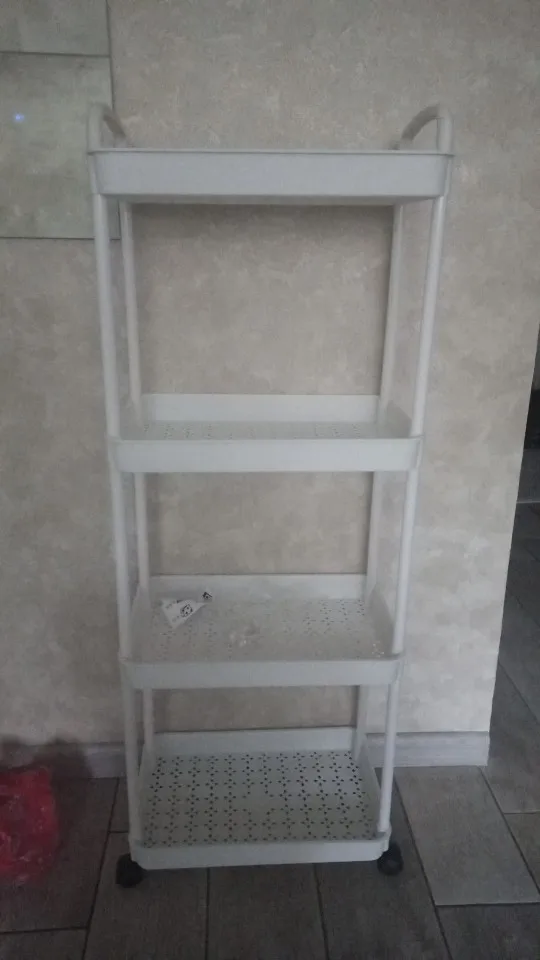 Plastic Rolling Utility Cart with Handle Storage Trolley for Office, Living Room, Kitchen, Movable Storage Organizer with Wheel photo review