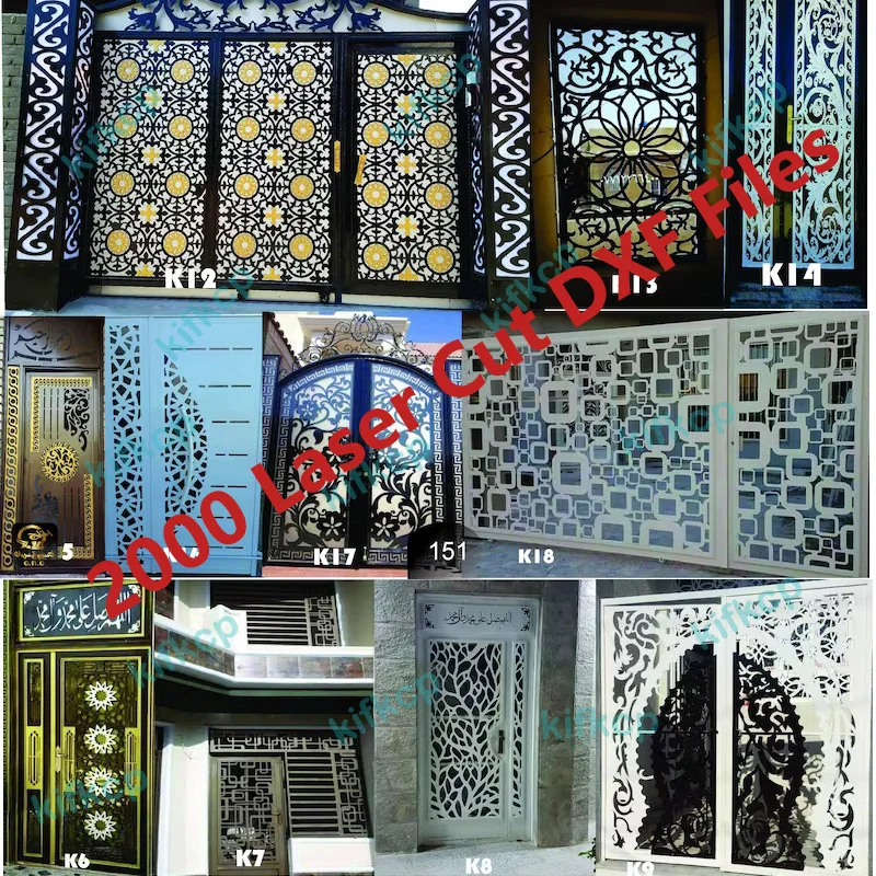 Laser Cut Designs Files 2000 Metal Door Home Garden Decor Sheet DXF Format 2D Vector Design CNC Laser Plasma Cutting Drawing Files Collection