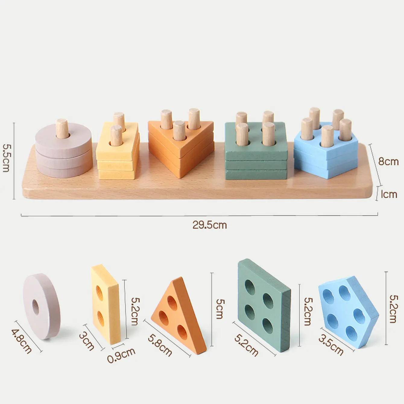 Montessori Toys For 3- 6 Year Old Boys Girls-Wooden Sorting & Stacking Toys For Baby Toddlers 2