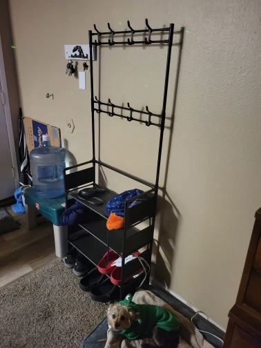 Clothes Hanger Multi-Layer Shoe Rack Doorway DIY Hat And Shoes Shelf Simple Floor-Standing Living Room Organizer Storage Racks photo review