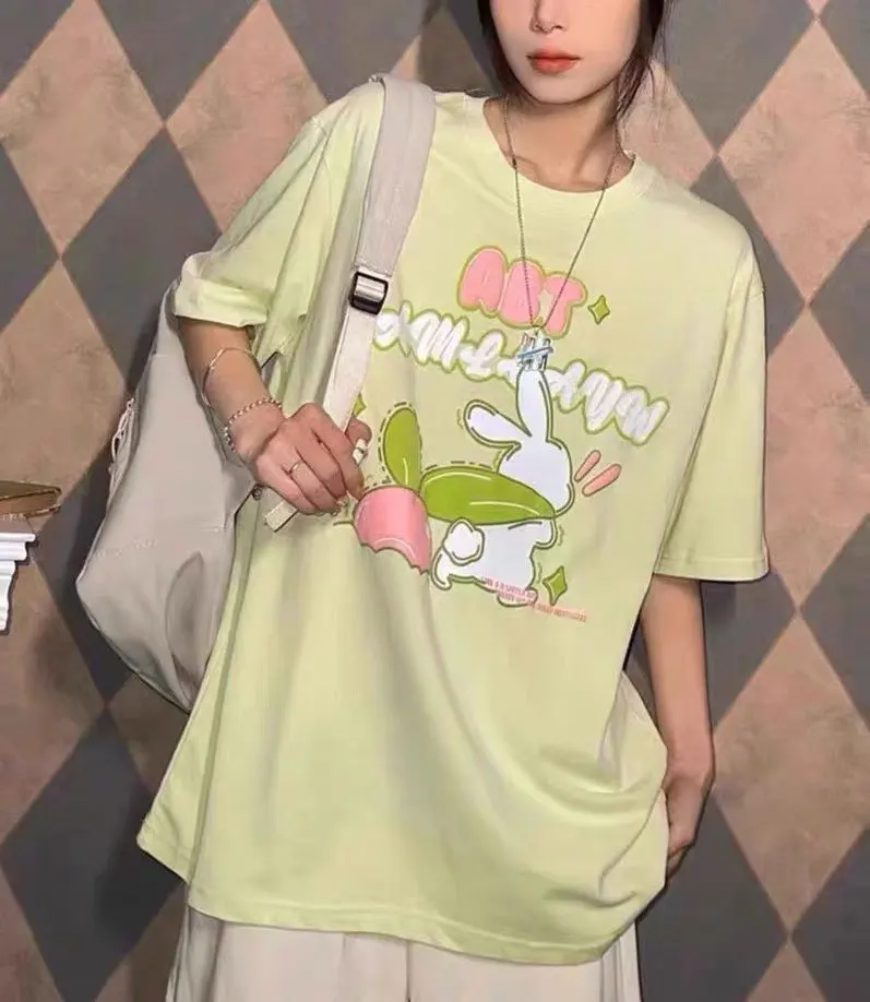 T-shirt imprimé lapin de dessin animé rétro japonais