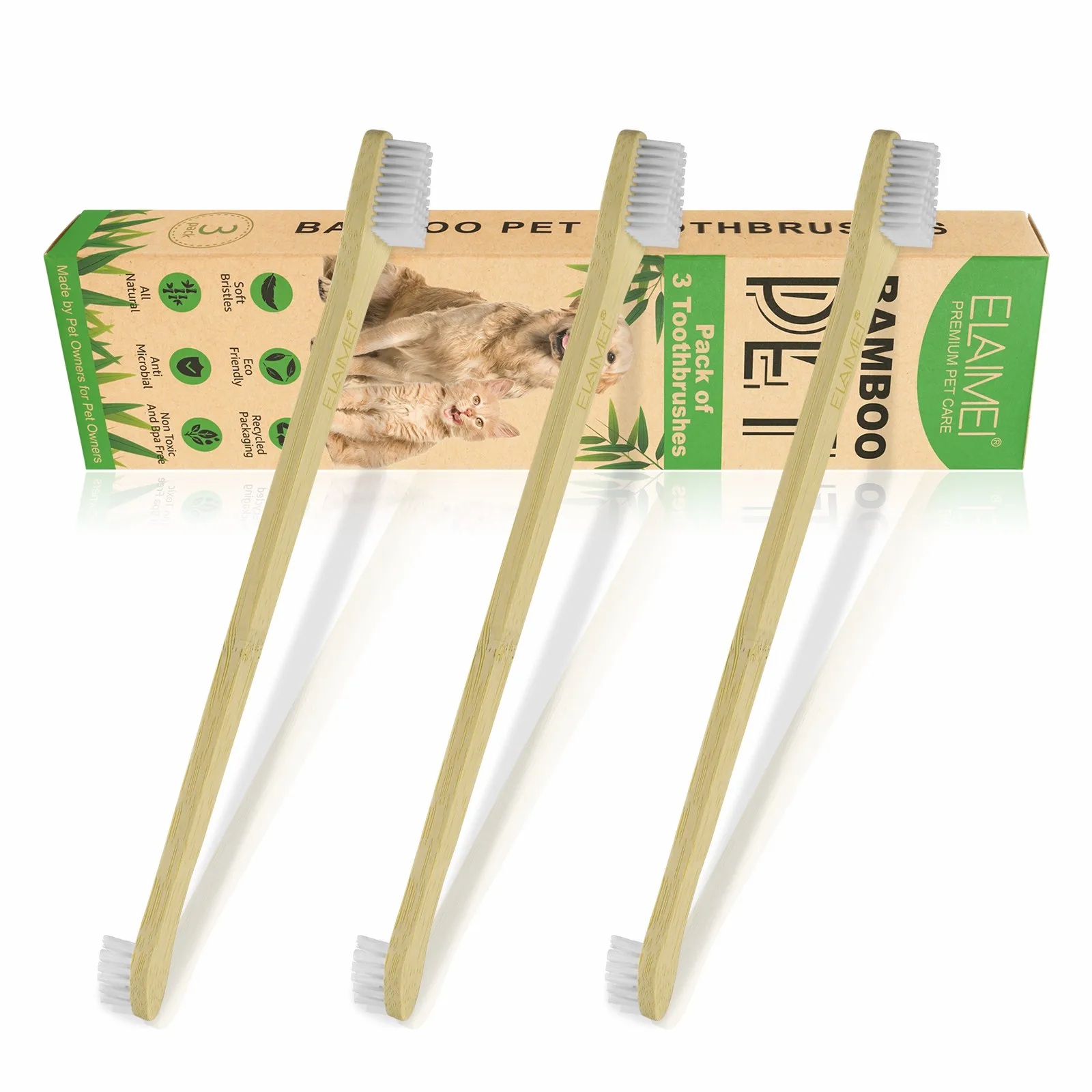 Advanced Pets Dental Care Toothpaste and Bamboo Brushes Improves Oral Hygiene Maintain Healthy Gums Formulated for Dogs and Cats