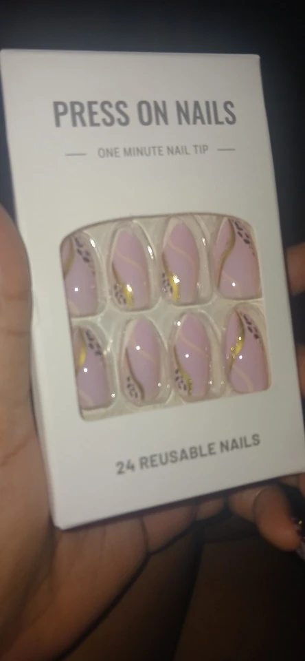 ARTAUG 24pcs Glossy Pink Press On Nails Medium Square Fake Nail Elegantstyle False Nail Full Cover Fake Nail For Stylish Women photo review