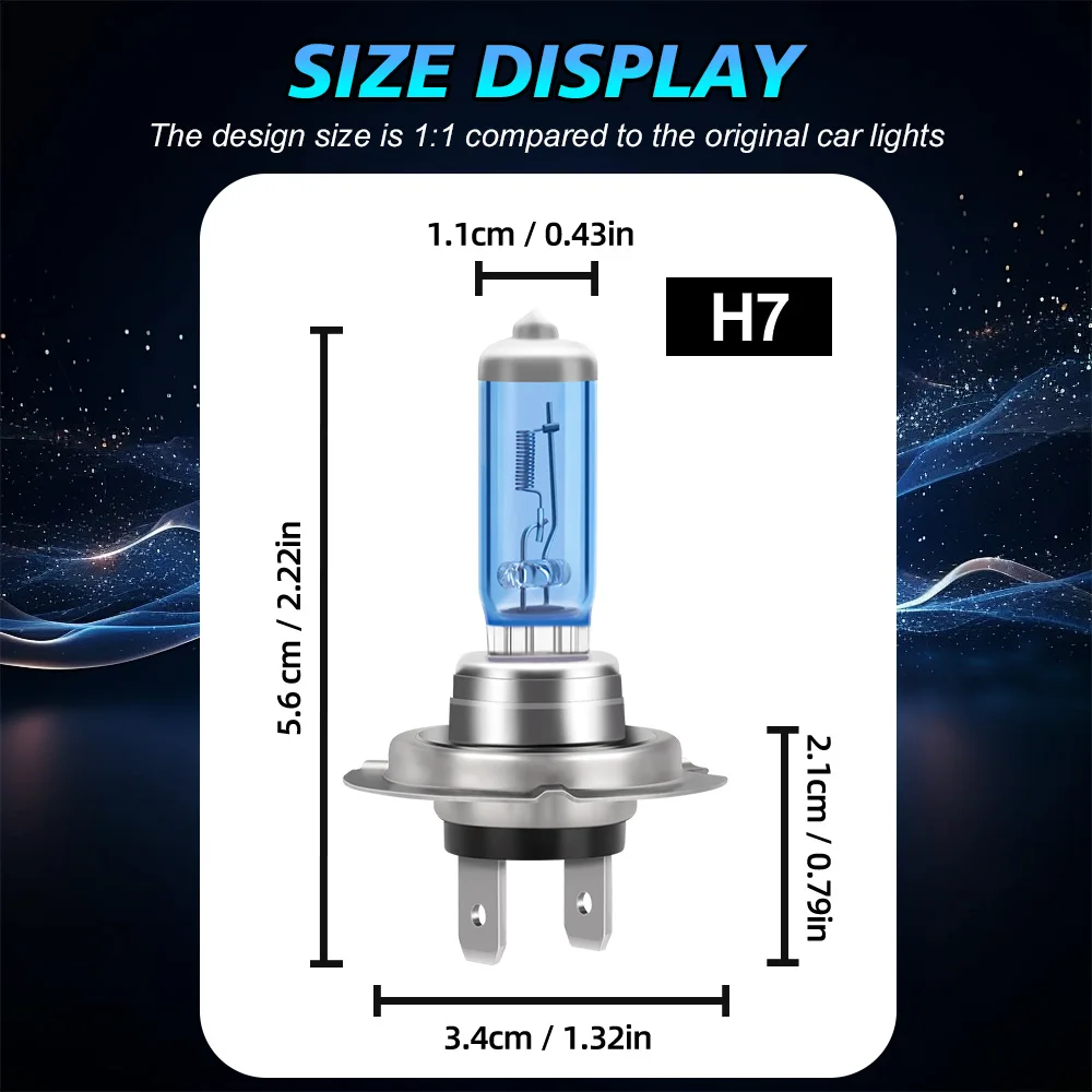 H4 H7 Auto-Halogen-Scheinwerfer, Auto-Licht, Hi/Lo-Beam, 6000 K, DC12 V, 100 W, kühles Blau, Hyper-Weiß-Birne, 2-teilige Auto-Lichtlampe – Detail 4
