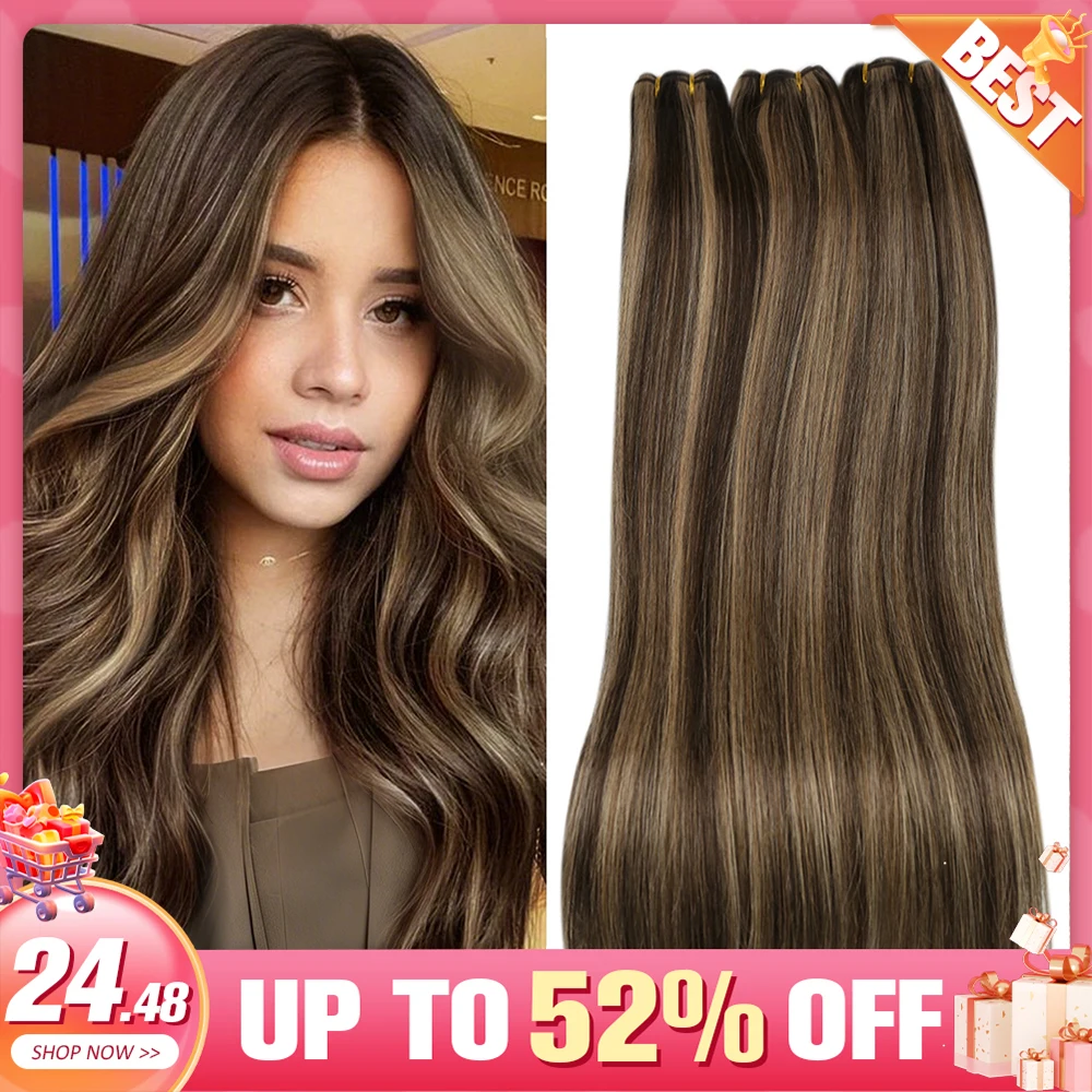 Human Hair Extensions Moresoo Human Hair Wefts Hair Weft Brazilian Machine Remy Natural Straight Weaving Bundles 100g Per Sew in