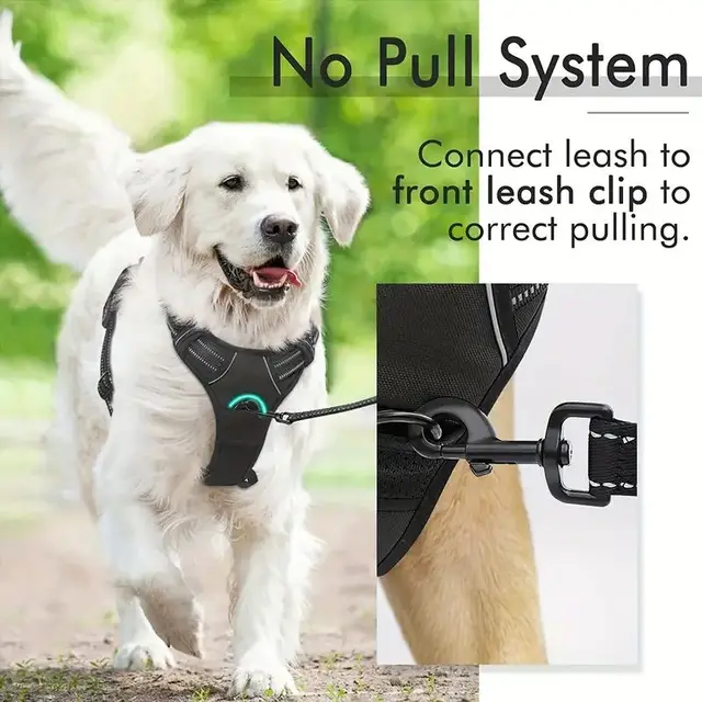 Dog Harness No Pull with 2 Leash Clips, Adjustable Soft Padded, Reflective Oxford No Choke Pet Vest with Easy Control Handle 4