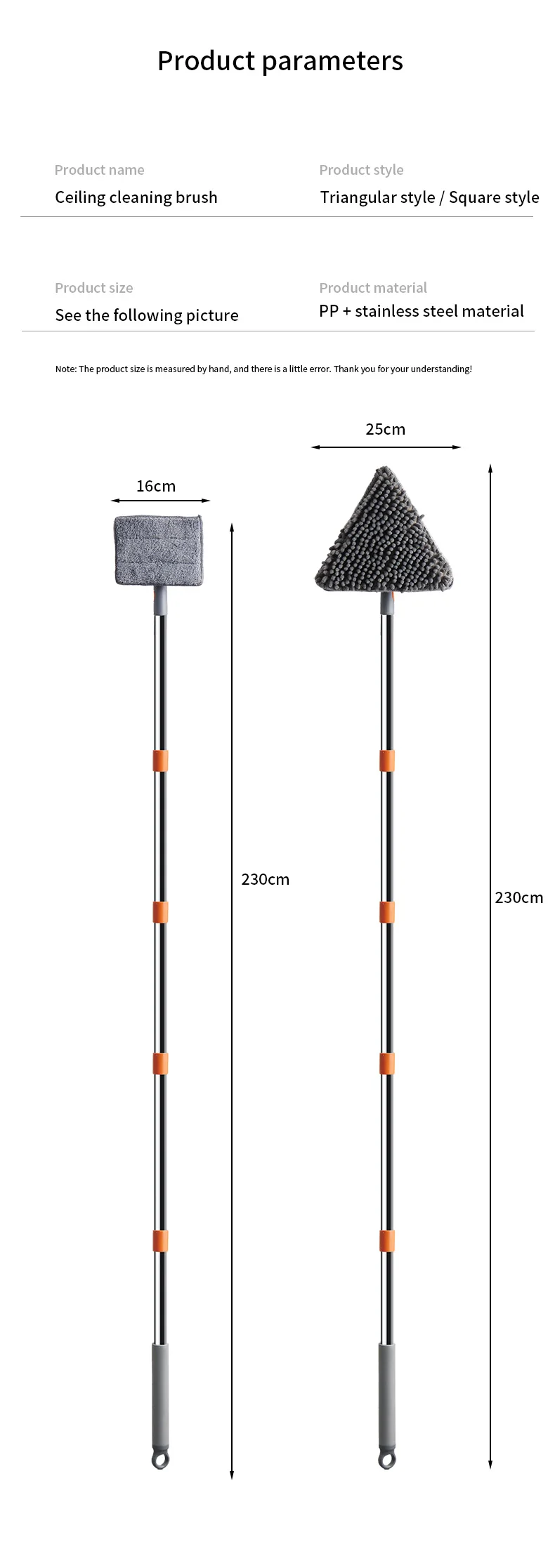 Triangle Microfiber Wall Cleaning Mop With Long Handle Adjustable Dry And Wet Dust Mop For Floor Ceiling Window Wall Cleaning_voghion.com