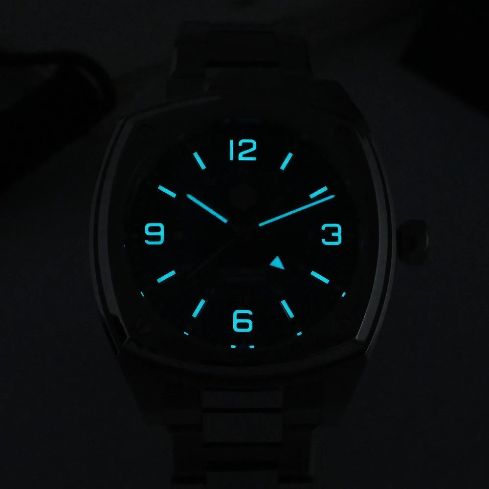 San martin-自動機械式時計,オリジナルデザイン,正方形gmt,高級